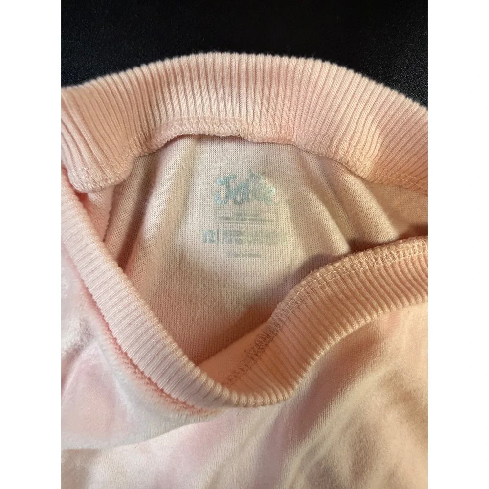 Justice Girls Pink Velour Long Sleeve Top Sleeping Puppy Yawn Graphic Size 12 J6